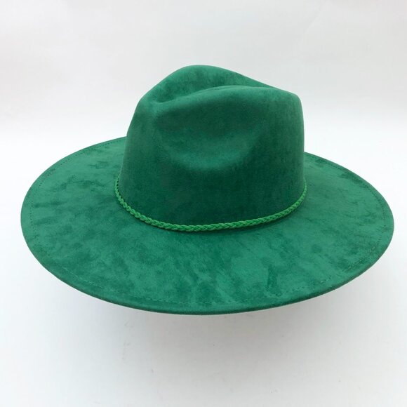 Jen & Co. Green Wide Brim Cowgirl Hat Size Med-Large Faux Felt Polyester main image 8